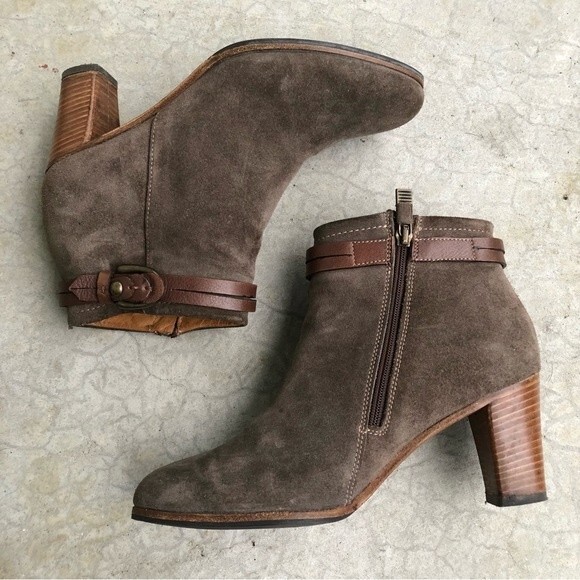 Alberto Fermani Suede Ankle Boots Booties Heeled Brown Taupe Euro 37 - Picture 2 of 6